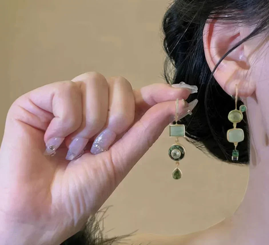 Femke | Green Stone Earrings
