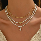 Boho 3-Piece Necklace Set with Shell and Starfish