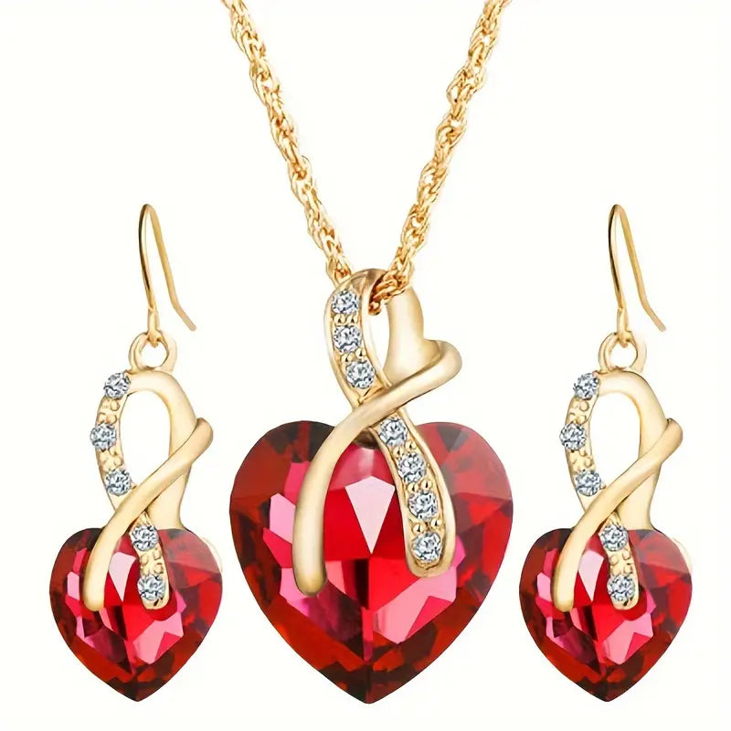 Valentina | Ruby Heart Jewellery Set