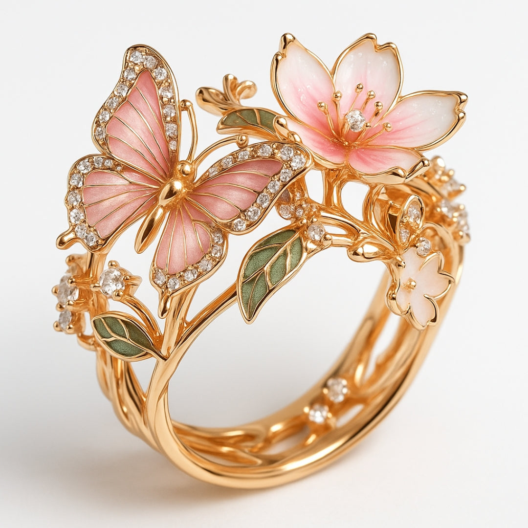 Natural Holy Butterfly Zirconia Ring