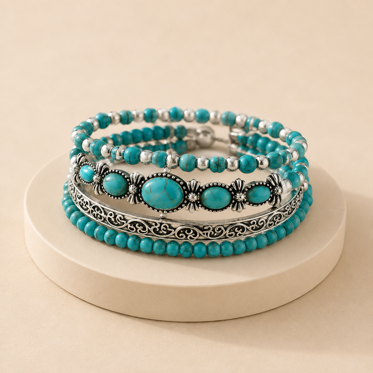 Eowyn | Bohemian Turquoise Pearl Bracelet Set