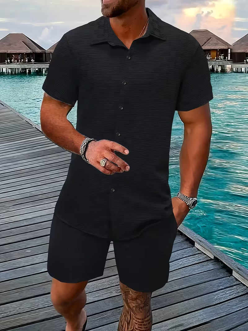 Cedric | Classic Button Shirt and Shorts Summer Set