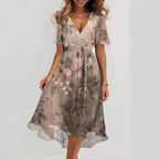 Gwyneth | Elegant Short Sleeve Printed Dress