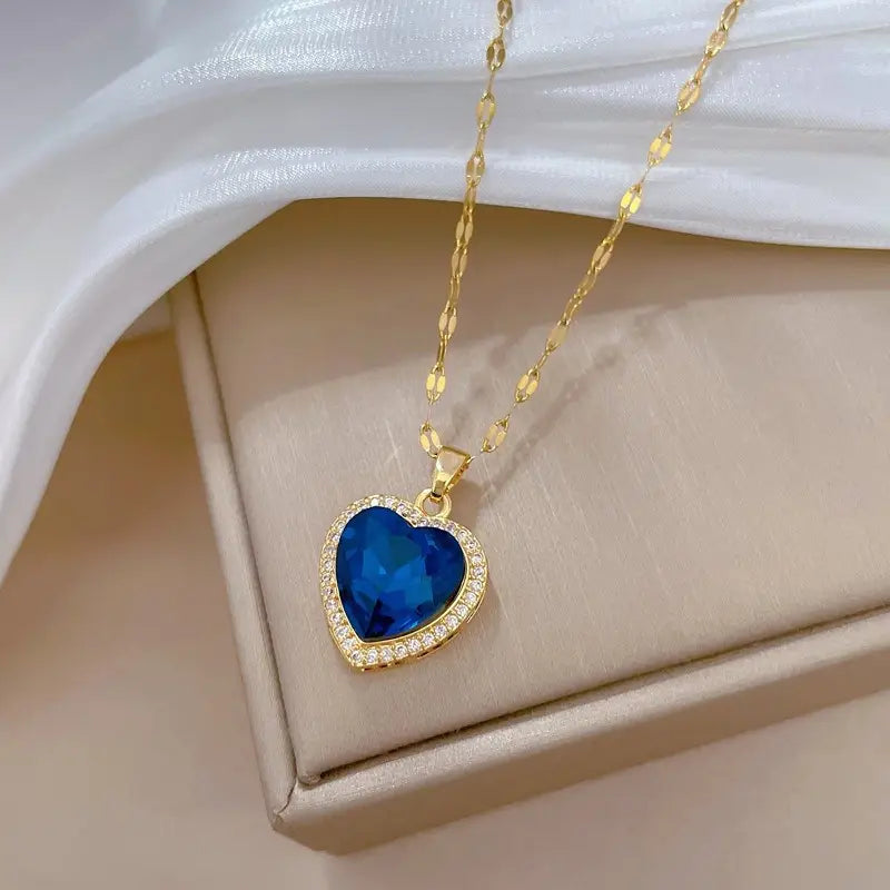 Margot | Gold Sapphire Heart Necklace