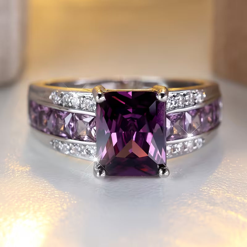 Irène | Silver Amethyst Channel-Set Ring