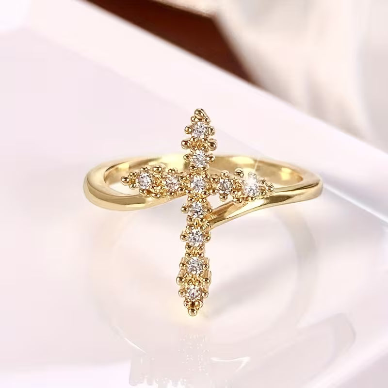 Minimalist Cross Ring made of Zirconia