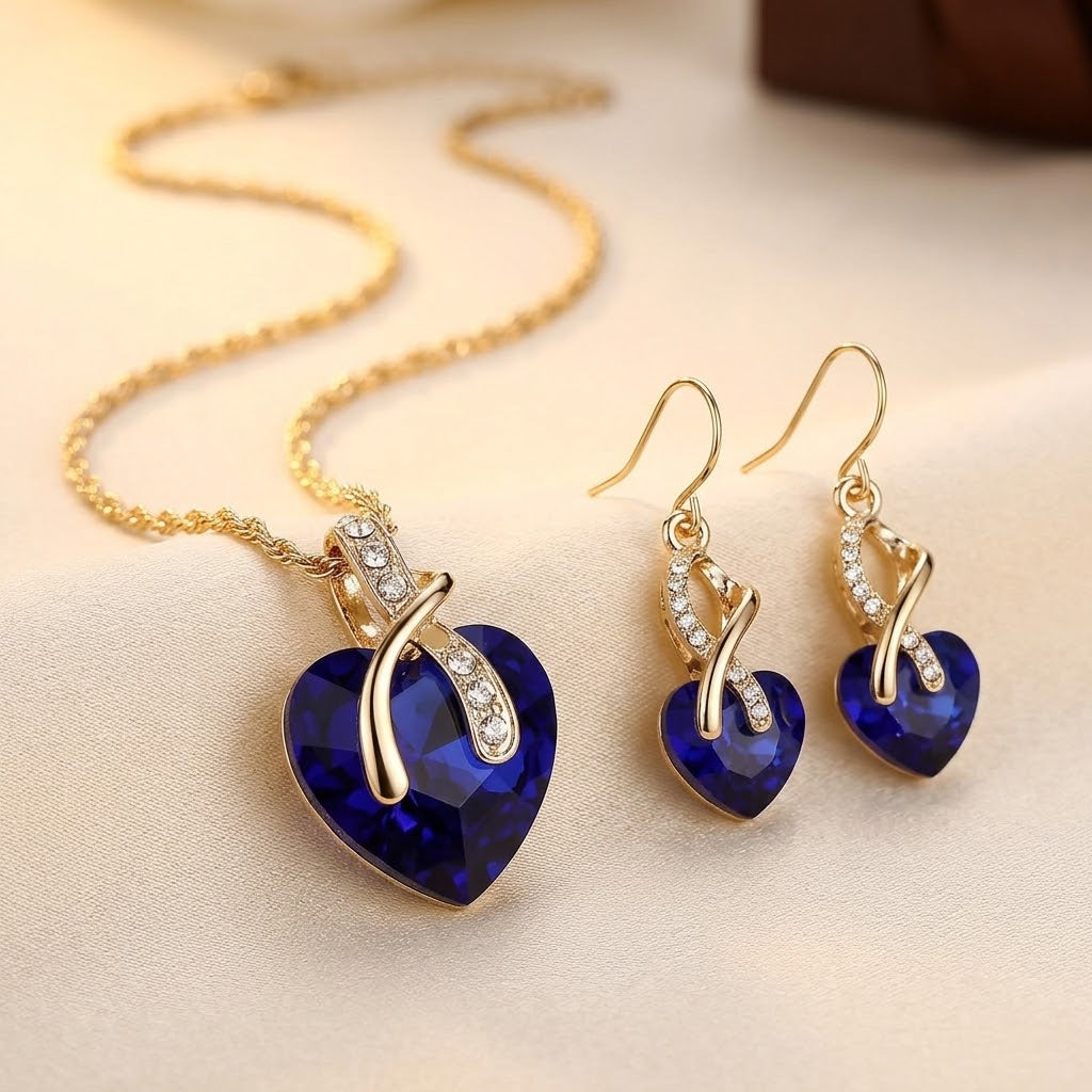 Céleste | Sapphire Heart Jewellery Set