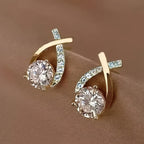 Solene | Gold Cross Zirconia Studs