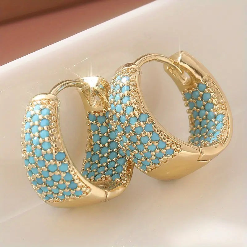 Maya | Turquoise Gold Hoops