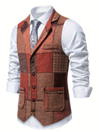 Benedict | Patchwork Vest with Herringbone Pattern