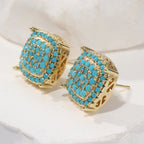 Dahlia | Elegant Square Synthetic Turquoise Earrings