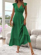 Marcella | Elegant Sleeveless V-Neck Ruffled Dress