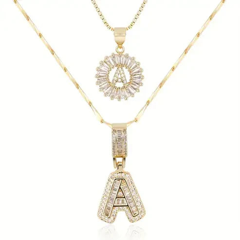 Wren | Pavé Letter Initial Necklace Set