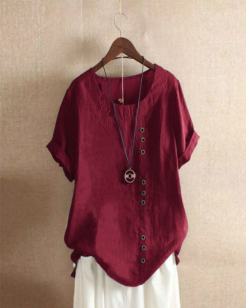 Adeline | Short Sleeve Round Neck Blouse