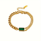 Ninon | Gold Emerald Bar Bracelet