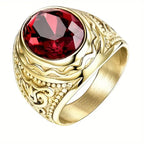 Suki | Gold Ruby Engraved Ring