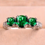 Liana | Silver Emerald Three-Stone Ring
