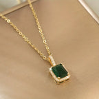 Bianca | Emerald Halo Necklace