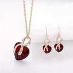 Lottie | Gold Ruby Twisted Heart Set