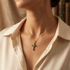 Verity | Emerald Marquise Cross Necklace