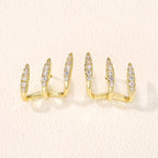 Elegant Rhinestone Three-Prong Earrings