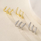 Elegant Rhinestone Three-Prong Earrings