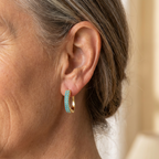 Genevieve | Turquoise Pave Classic Gold Huggie Hoops
