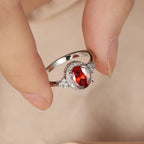 Esme | Silver Ruby Halo Ring