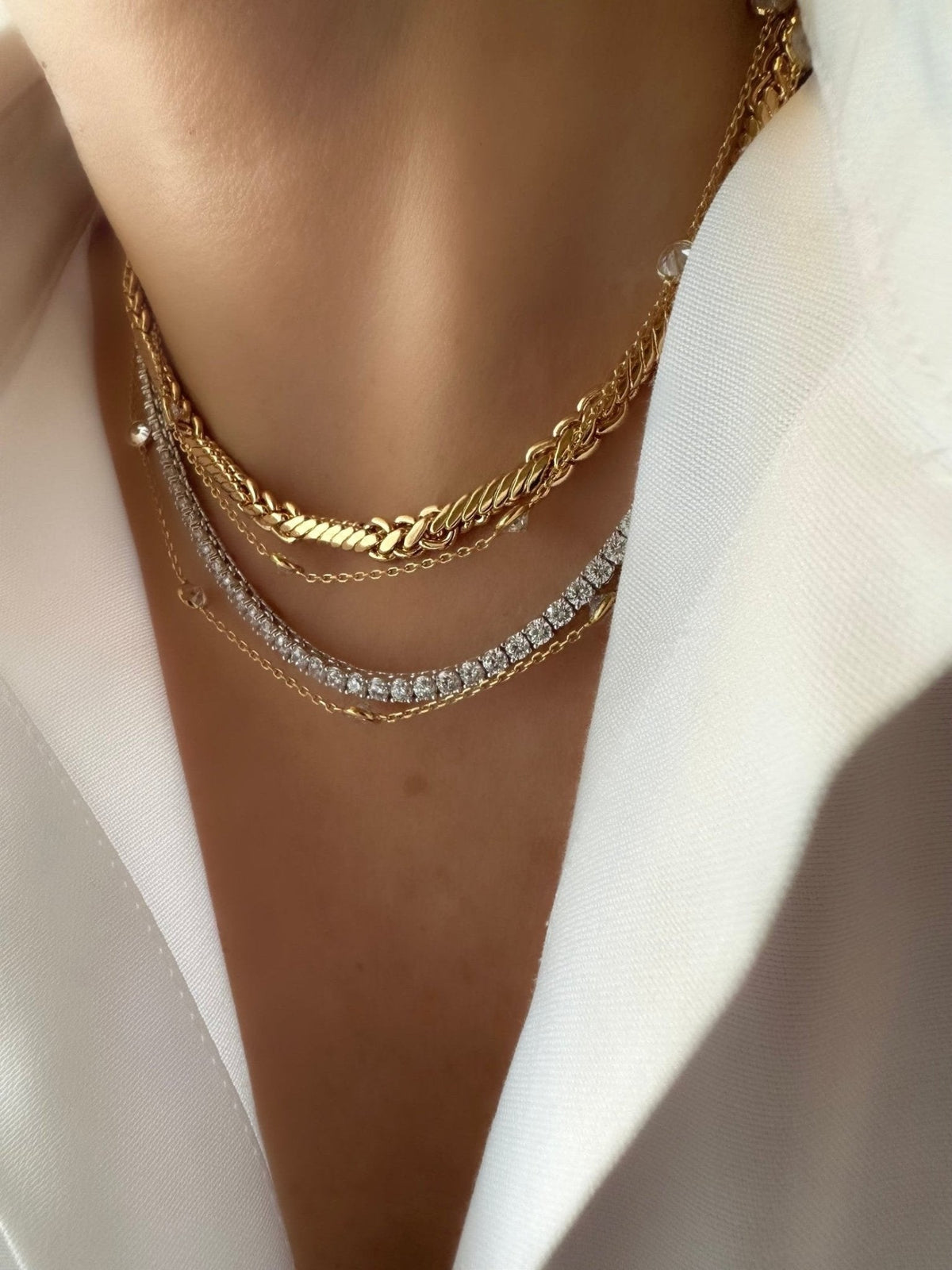 Classic Riviere Necklace (3mm) (925 Silver)