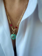 Stones Heart Necklace (Amazonite)
