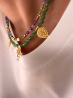 Stones Petite Lavanda Necklace (Fluorite and Peridot)