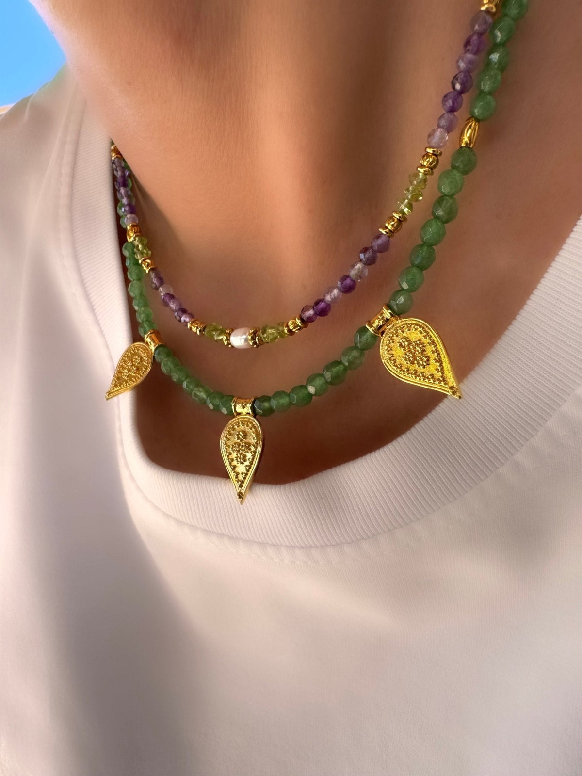 Sullivan | Aventurine Trio Necklace