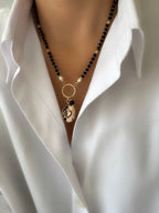 Stones Round King Heart Necklace (Onyx)