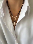 Stones Round King Heart Necklace (Onyx)