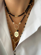 Stones Round King Heart Necklace (Onyx)