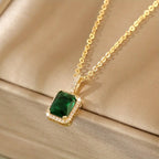 Bianca | Emerald Halo Necklace
