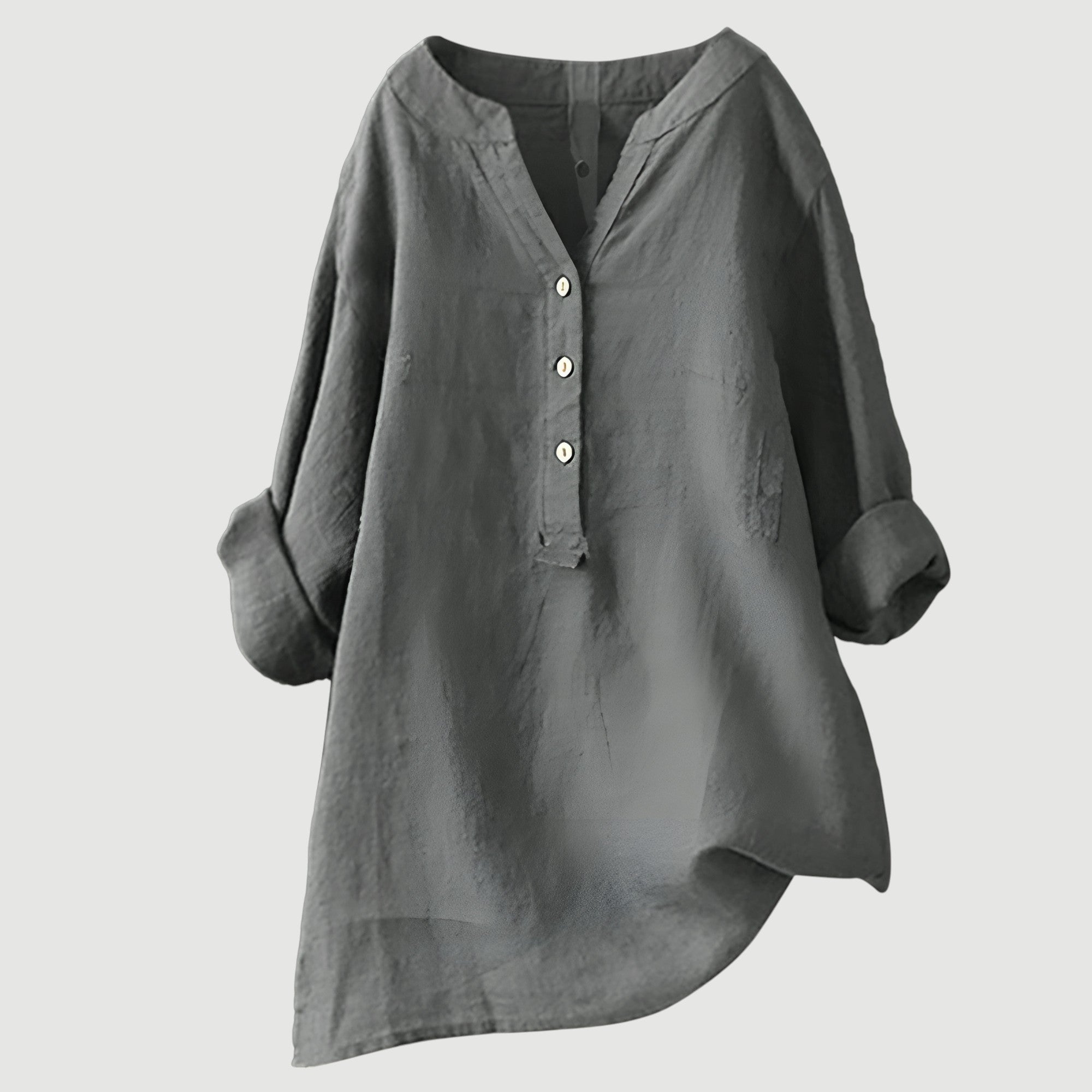 Cassia | Refined V-Neck Button-Down Shirt