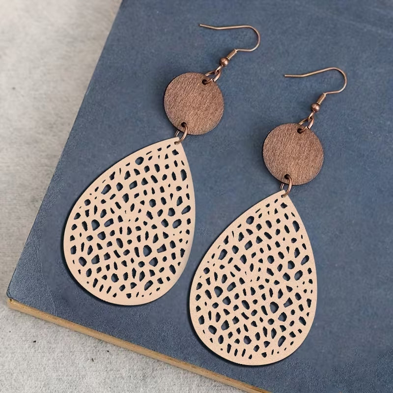 Vintage Leather Earrings with Cut-Out