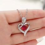 Bonnie | Silver Ruby Heart Pendant Necklace