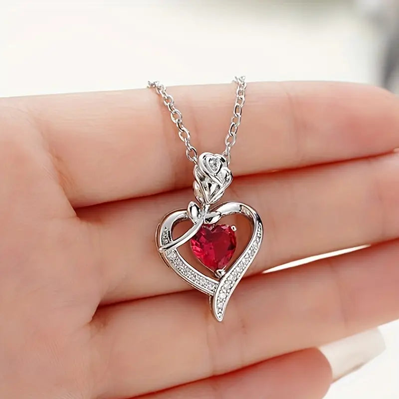 Coralie | Ruby Heart Necklace