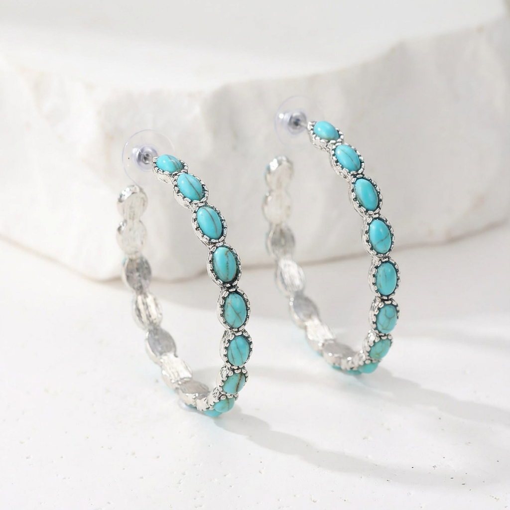 Saskia | Vintage Oval Silver Hoop Earrings