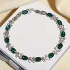 Jasmine | Silver Emerald Vintage Link Bracelet