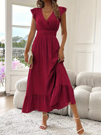 Marcella | Elegant Sleeveless V-Neck Ruffled Dress