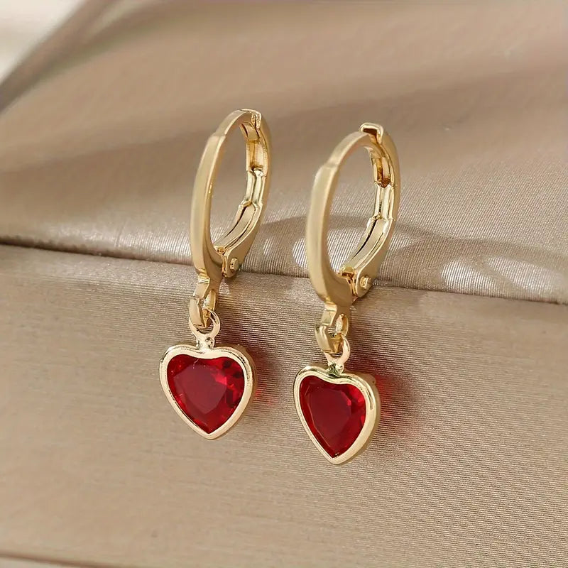 Maëlle | Gold Ruby Heart Earrings