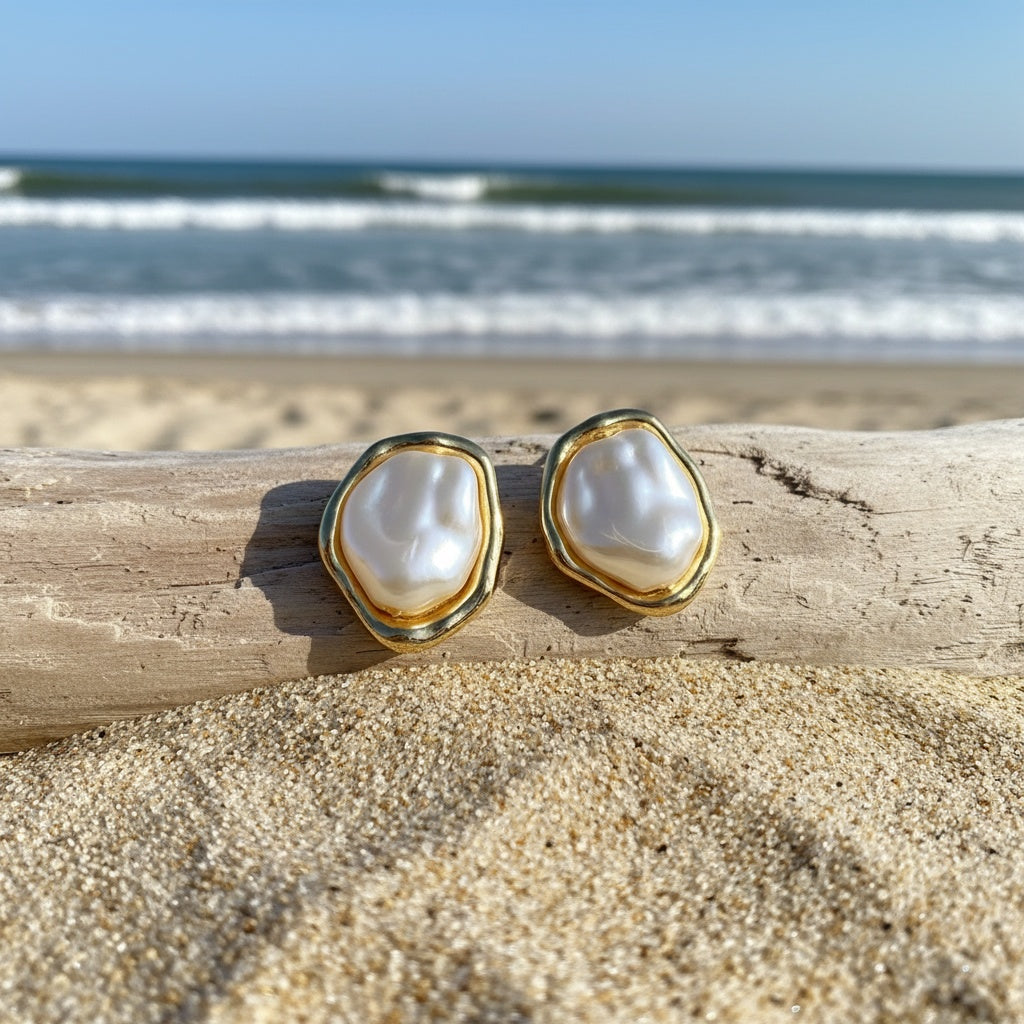 Marlowe | Irregular Design Stud Pearl Earrings