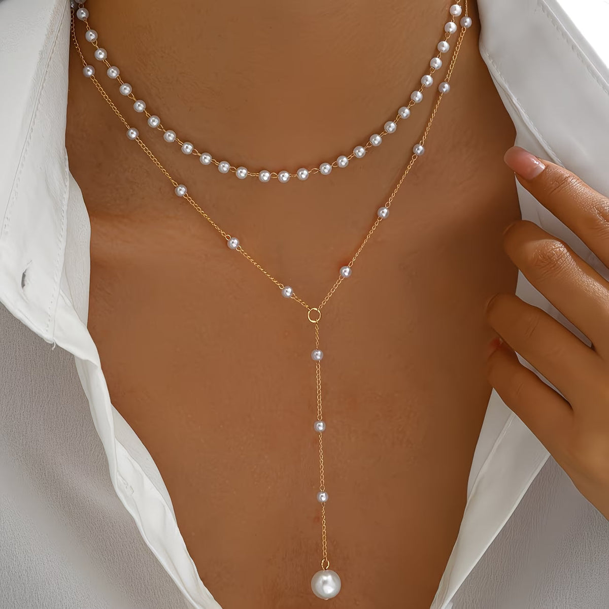 Estrid | Graduated Pearl Strand Necklace