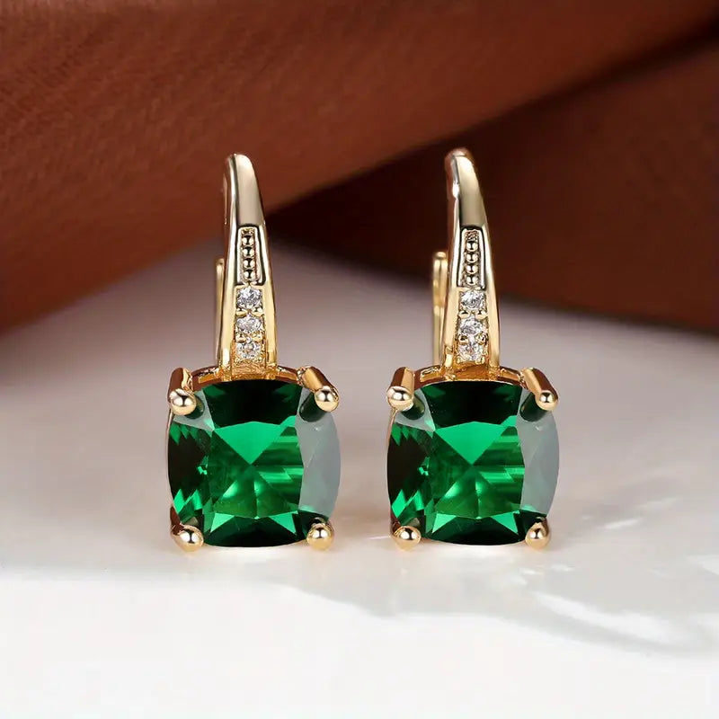 Ulrica | Gold Stone Hoop Earrings