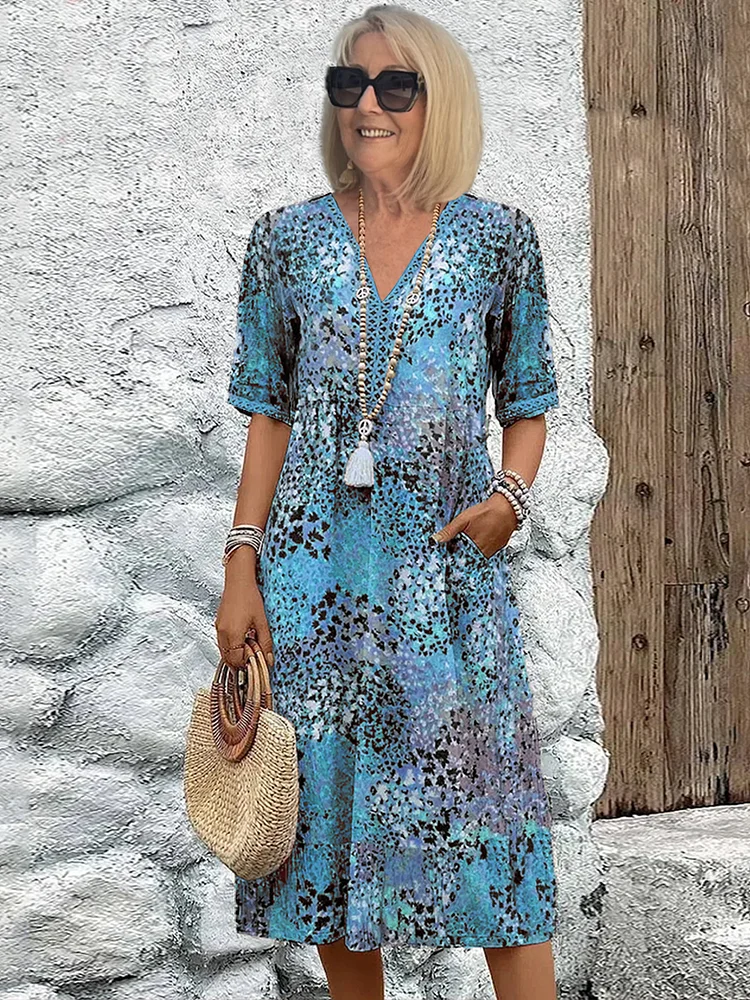 Arabella | Vibrant Pattern Midi Dress