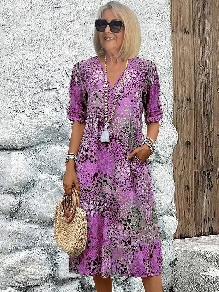 Arabella | Vibrant Pattern Midi Dress
