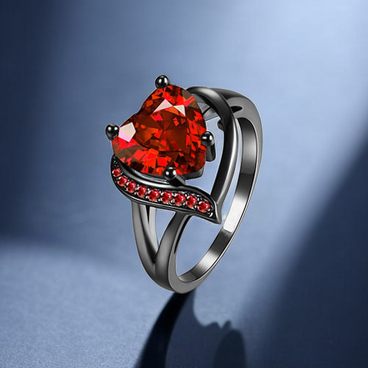 Tabitha | Silver Ruby Heart Ring